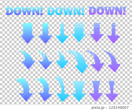 Simple arrow icon set_downward_DOWN 128148007