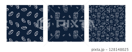 Stylish Navy Patterns Featuring Leaf and Abstract Designs in a Modern Aesthetic Style Stylish Navy Patterns Featuring Leaf and Abstract Designs in a Modern Aesthetic Style 128148025