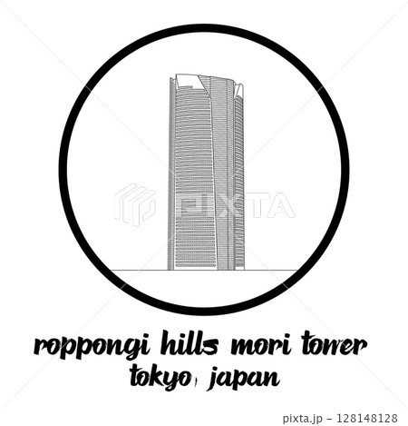Circle Icon Roppongi Hills Mori Tower. Vector illustration 128148128