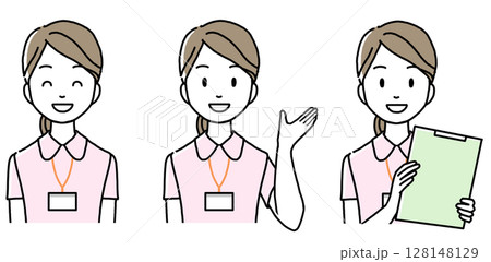 ファイルを持って案内をする看護師のイラスト 128148129