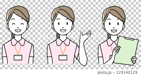 ファイルを持って案内をする看護師のイラスト 128148129