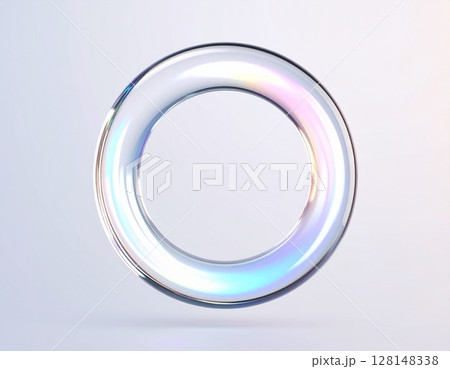 光の屈折と虹の反射が魅力的な透明な水のリング 128148338