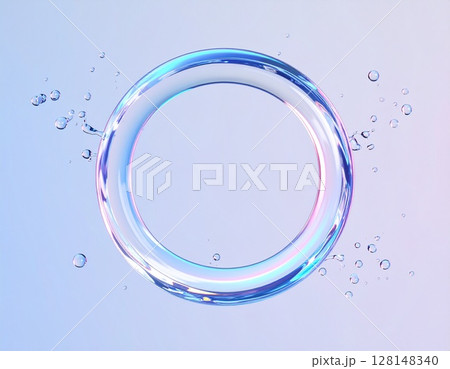 光の屈折と虹の反射が魅力的な透明な水のリング 光の屈折と虹の反射が魅力的な透明な水のリング 128148340