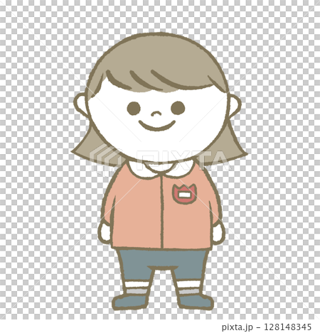 Kindergarten girl in pink 128148345