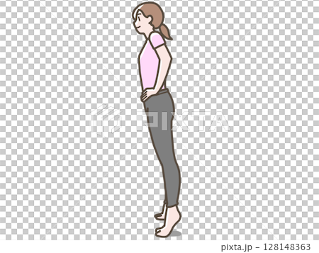 Illustration of a woman doing heel lift exercises Illustration of a woman doing heel lift exercises 128148363