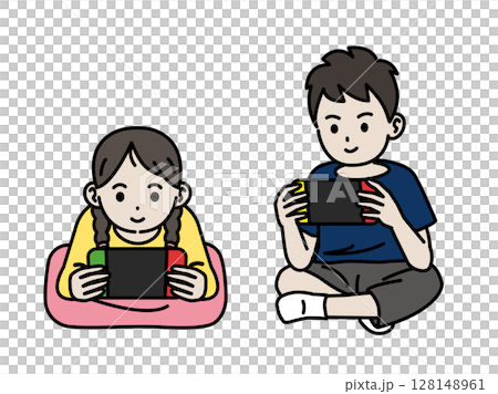Illustration of children playing games 128148961