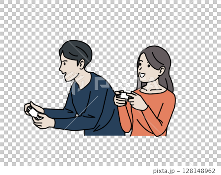 一對情侶玩遊戲的插圖 一對情侶玩遊戲的插圖 128148962