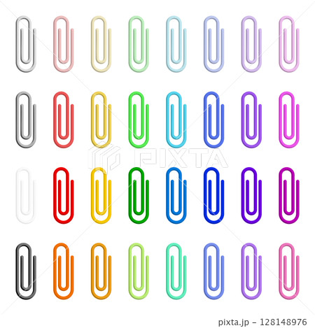 カラフルなクリップセット イラスト 文房具 レインボー 128148976