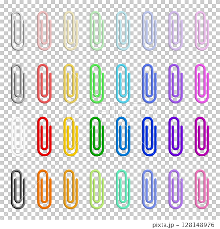 カラフルなクリップセット イラスト 文房具 レインボー 128148976