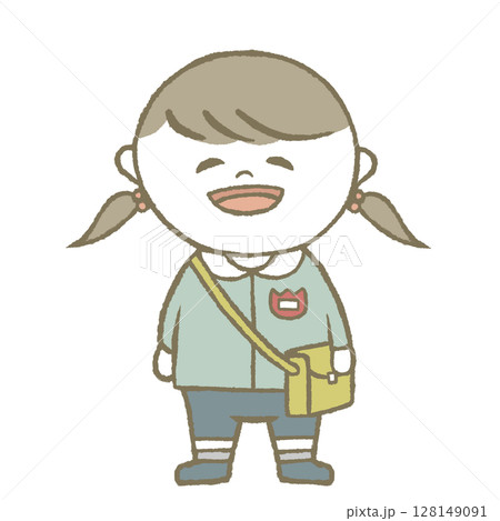 幼稚園児の女の子 青色 幼稚園児の女の子 青色 128149091