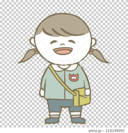 幼稚園児の女の子 青色 幼稚園児の女の子 青色 128149091