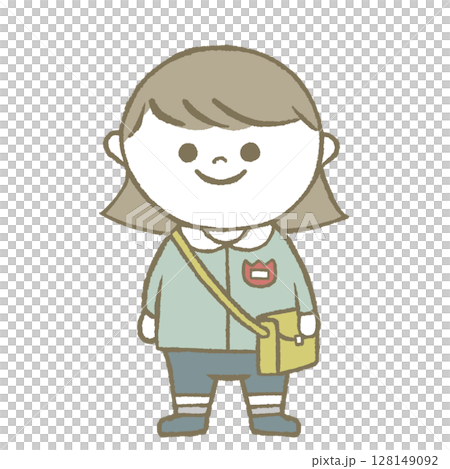 幼稚園児の女の子 青色 幼稚園児の女の子 青色 128149092