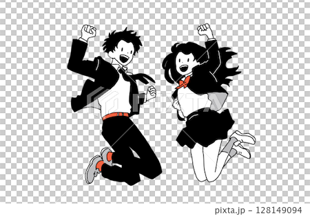 Smiling bouncing students vector illustration 128149094