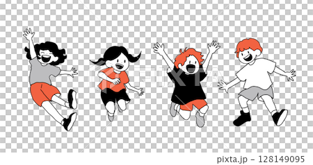Children jumping energetically, vector illustration 128149095