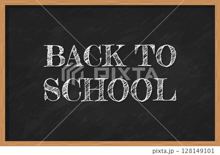 Back to School Text on Wooden Framed Chalkboard Vector Illustration. Back to School Text on Wooden Framed Chalkboard Vector Illustration. 128149101