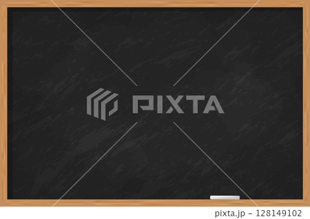 Dark School Chalkboard with Wooden Frame and Chalk Vector Illustration. 128149102
