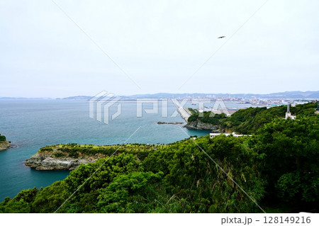 和歌山市 雑賀埼灯台から見た番所の鼻・トンガの鼻や和歌山北港(北西方向、初夏) 和歌山市 雑賀埼灯台から見た番所の鼻・トンガの鼻や和歌山北港(北西方向、初夏) 128149216