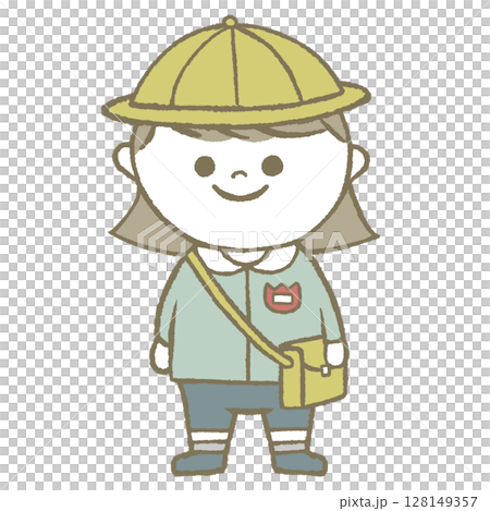 幼稚園児の女の子　青色 128149357