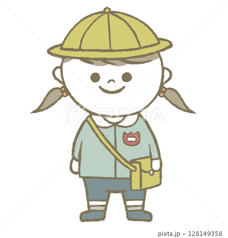 幼稚園児の女の子　青色 128149358