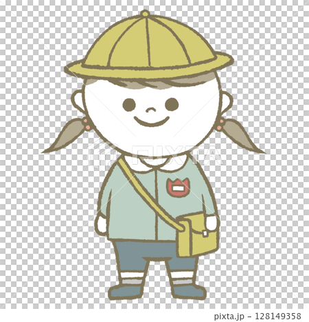 幼稚園児の女の子　青色 128149358