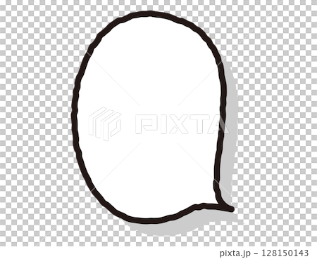 A cute and relaxed speech bubble with hand-drawn line shadows, vertical oval, 18 128150143