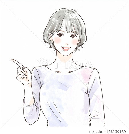 指をさす女性のイラスト素材 128150189