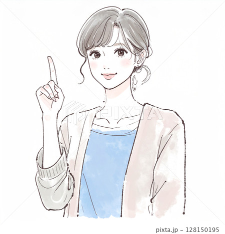 指をさす女性のイラスト素材 指をさす女性のイラスト素材 128150195