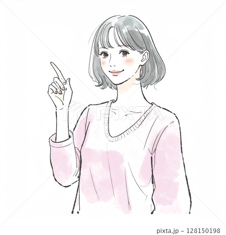 指をさす女性のイラスト素材 指をさす女性のイラスト素材 128150198