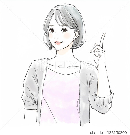 指をさす女性のイラスト素材 128150200