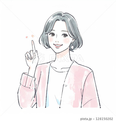 指をさす女性のイラスト素材 指をさす女性のイラスト素材 128150202