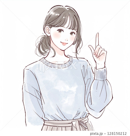指をさす女性のイラスト素材 128150212