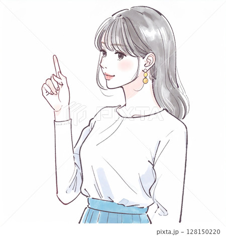 指をさす女性のイラスト素材 指をさす女性のイラスト素材 128150220