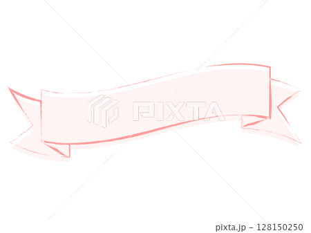 ピンクの揺れるリボンの見出しフレーム 128150250