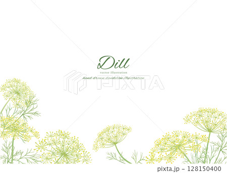 水彩手書きの新鮮なディルの花と葉っぱの背景素材 128150400