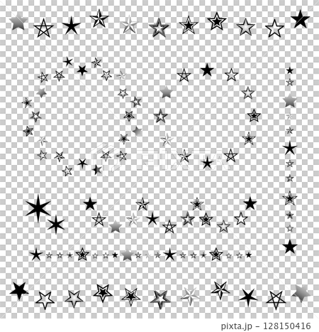 Set of star frames, wreaths and line decorations Vector illustration 128150416