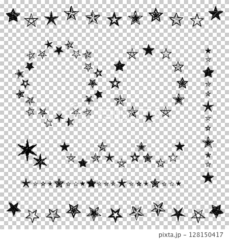 星のフレーム　リース　ラインデコレーションのセット　ベクターイラスト　手描き風 128150417