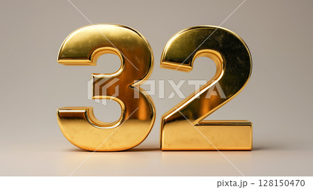3d illustration of golden number 32 128150470