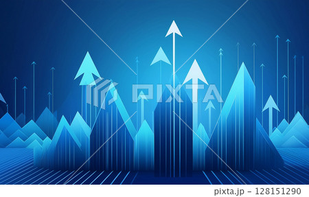 上昇するグラフと矢印 上昇するグラフと矢印 128151290