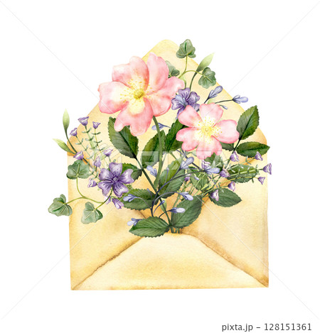 Watercolor Floral Envelope composition 128151361