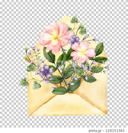 Watercolor Floral Envelope composition 128151361