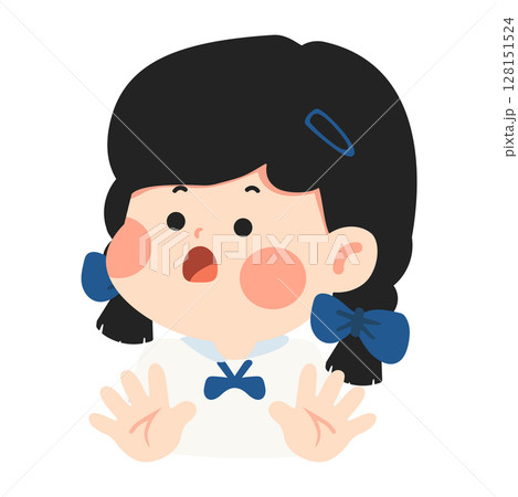 Cartoon Illustration of a Surprised Girl 128151524