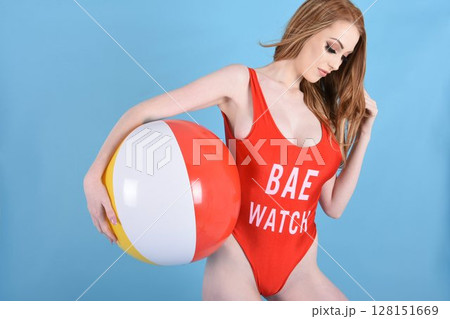 Beautiful redhead model dressed in various outfits for Summer 128151669