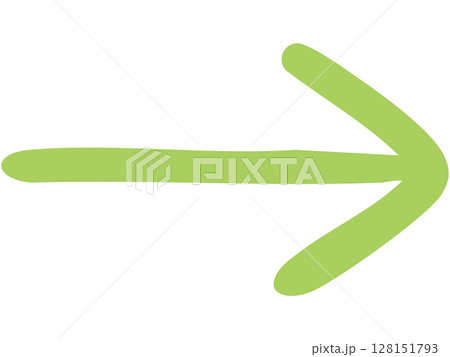 一本線の手書き矢印のイラスト2(緑) 一本線の手書き矢印のイラスト2(緑) 128151793