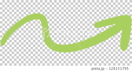 一本線の手書き矢印のイラスト4（緑） 128151795