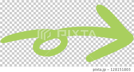 一本線の手書き矢印のイラスト12（緑） 128151803