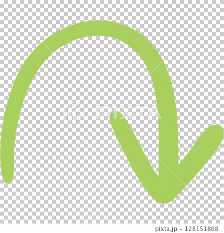 一本線の手書き矢印のイラスト17（緑） 128151808