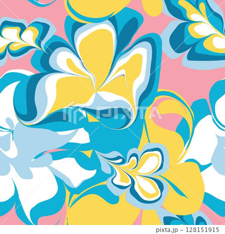 カラフルで明るい夏のマーブル模様シームレスパターン おしゃれで爽やかな花柄ベクターイラスト背景素材 カラフルで明るい夏のマーブル模様シームレスパターン おしゃれで爽やかな花柄ベクターイラスト背景素材 128151915