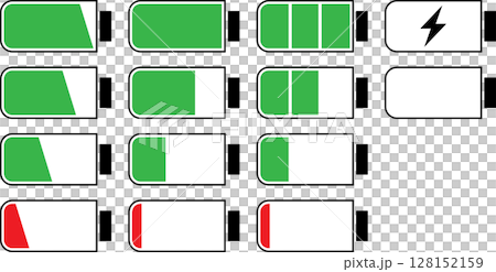 携帯やタブレットなどのデバイスバッテリー残量表示アイコン 128152159