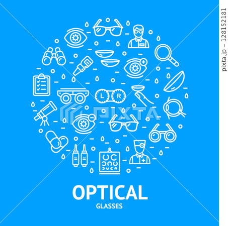Optical Glasses Element Round Design Template Thin Line Icon Concept. Vector 128152181