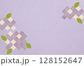 抽象的な紫陽花柄の和紙テクスチャ_和モダンフレーム背景素材 128152647